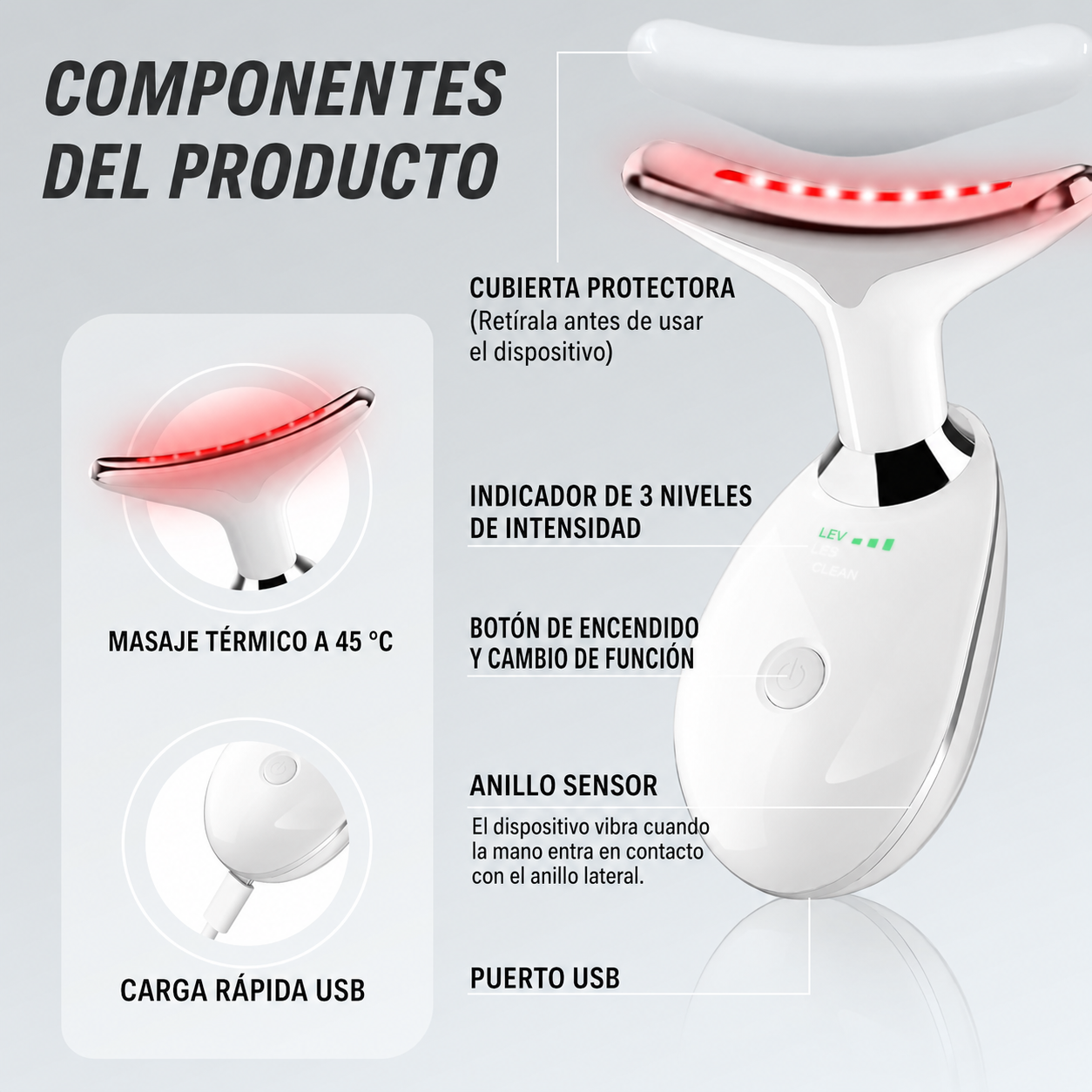 Masajedor Facial con luz led