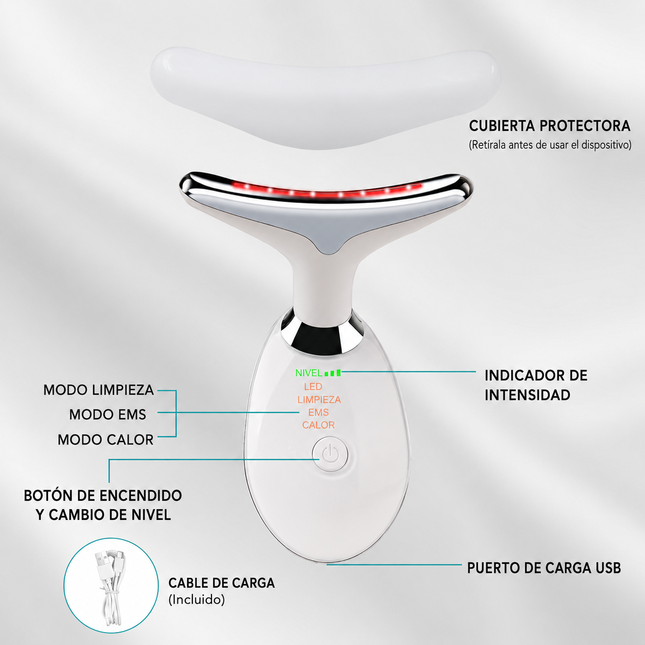 Masajedor Facial con luz led